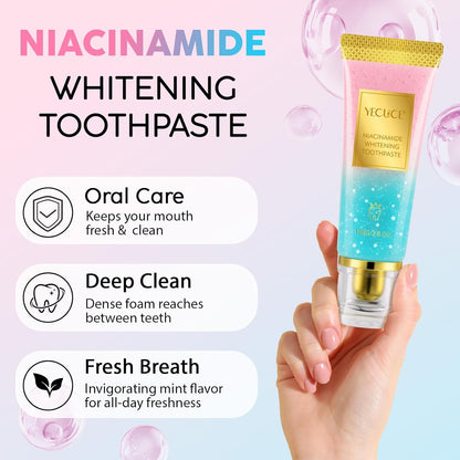 2-Pack Niacinamide Whitening Toothpaste | Fresh Breath, Surface Stain Removal & Enamel Safe