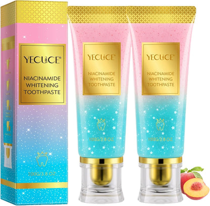 2-Pack Niacinamide Whitening Toothpaste | Fresh Breath, Surface Stain Removal & Enamel Safe