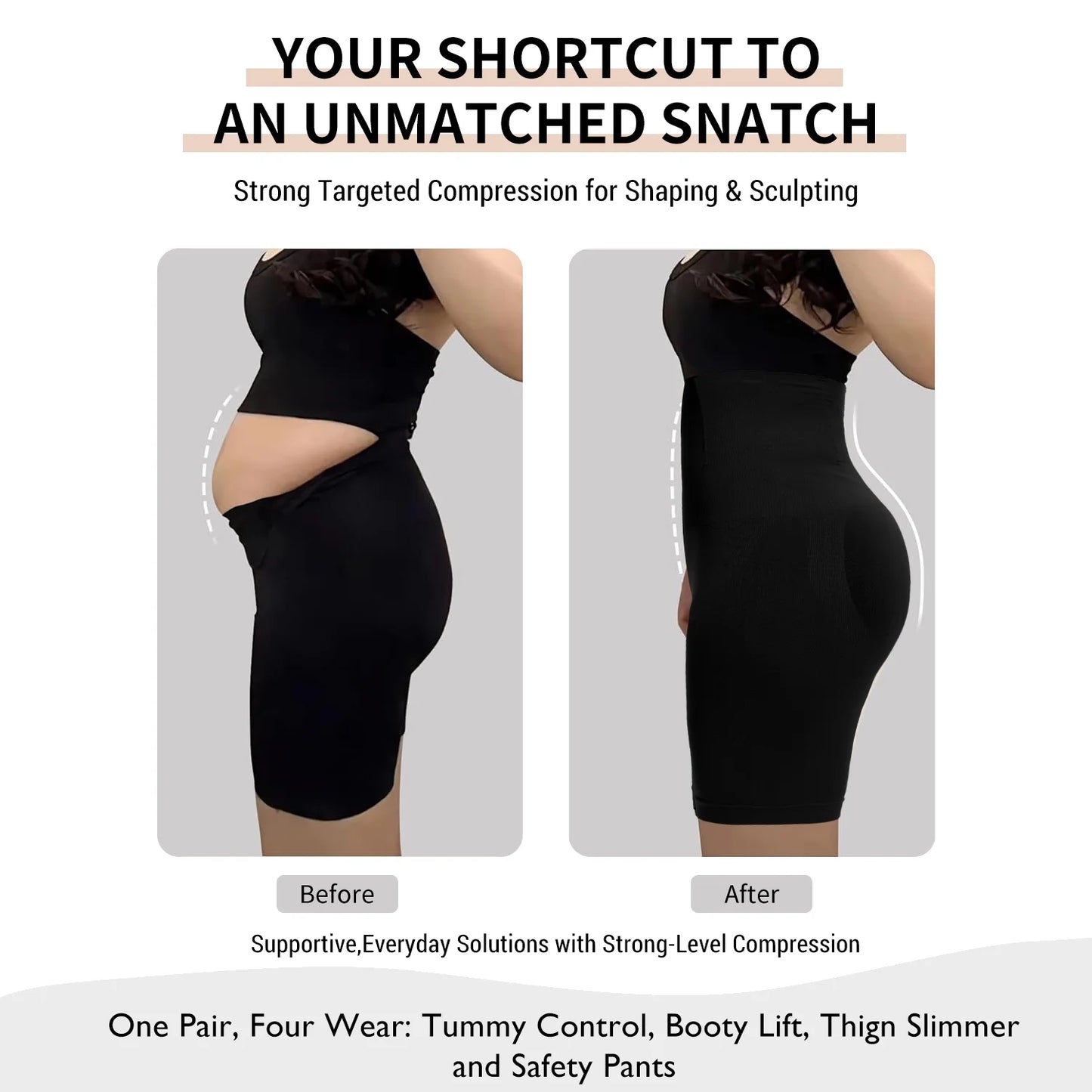 Women'S Shapewear Shorts High Waist Tummy Control Body Shaper Thigh Slimmer Slimming Panties
